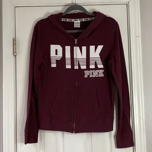 Burgundy pink zip up hoodie